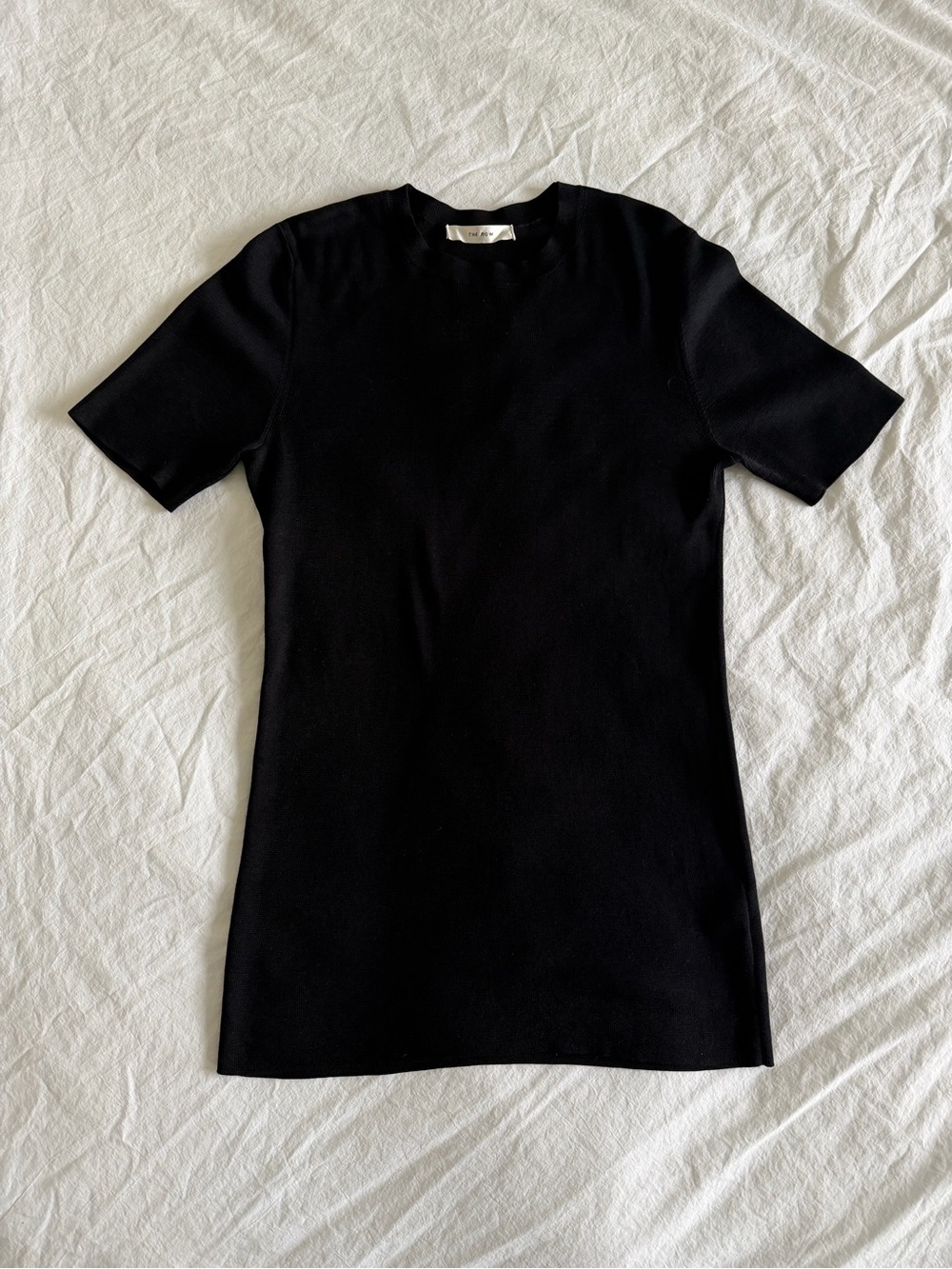 The Row Jannat Black Short-Sleeve Crewneck Top